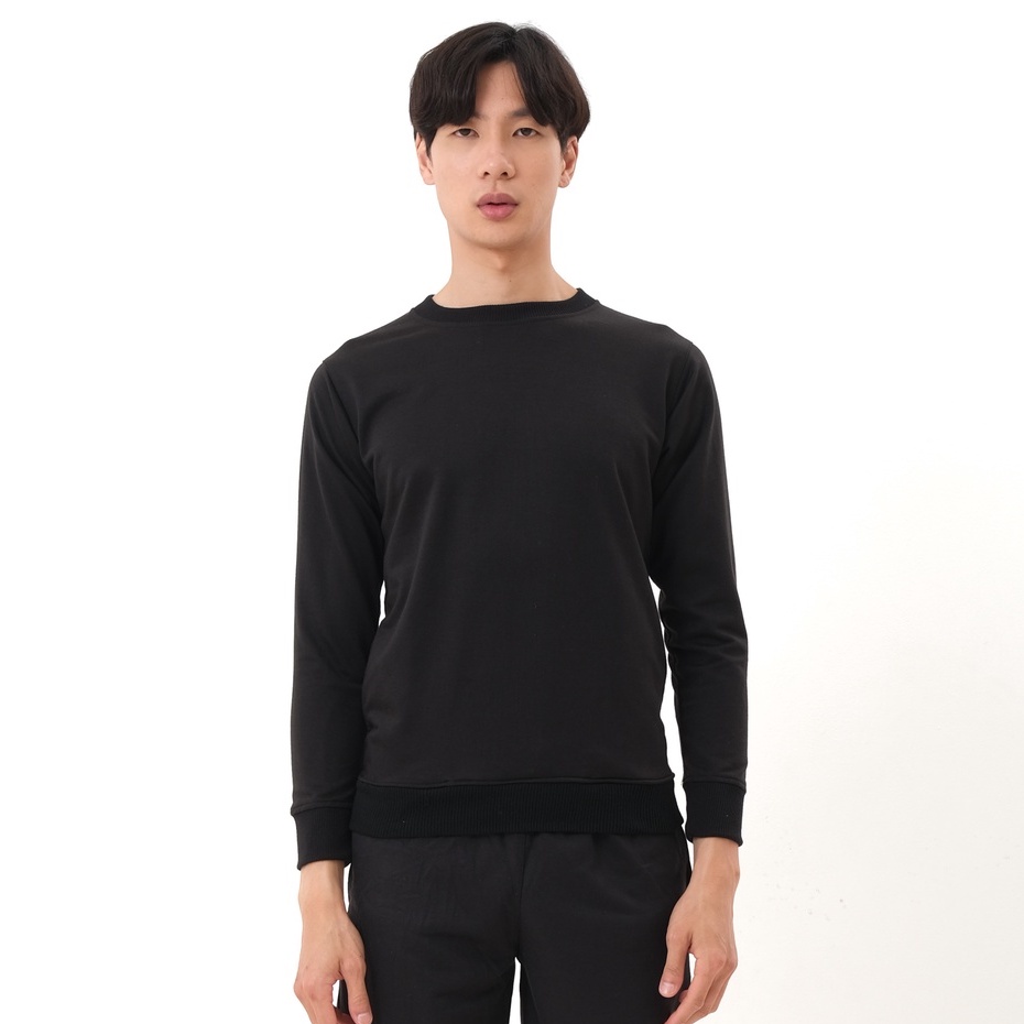 SANVANINA Sweater Crewneck Black Unisex | Sweatshirt Polos Hitam C-01A