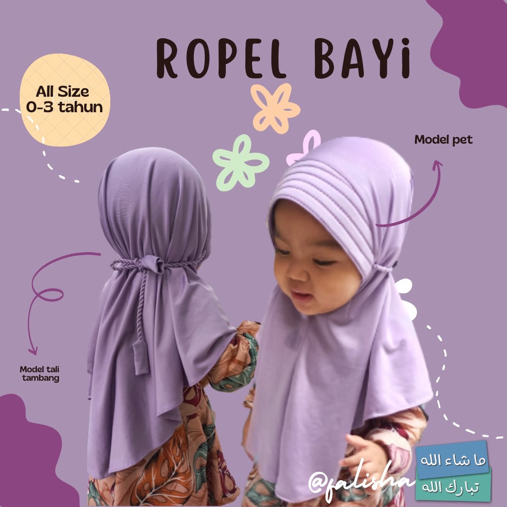 jilbab / anak / bayi / hijab /0-3 tahun/ ROPEL BAYI / jilbab tali kepang