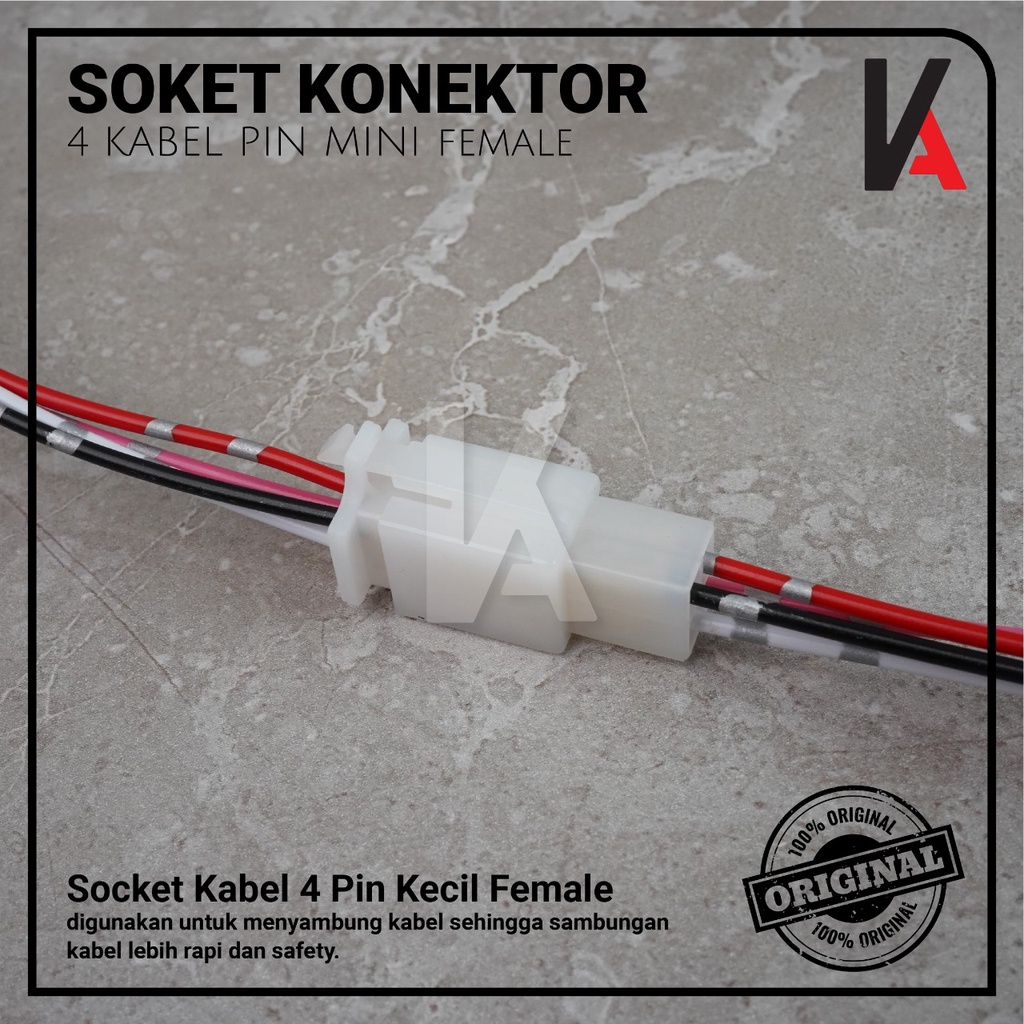 Soket Sambung 4 Pin Kecil / Mini Socket Kabel Konektor Mobil Motor