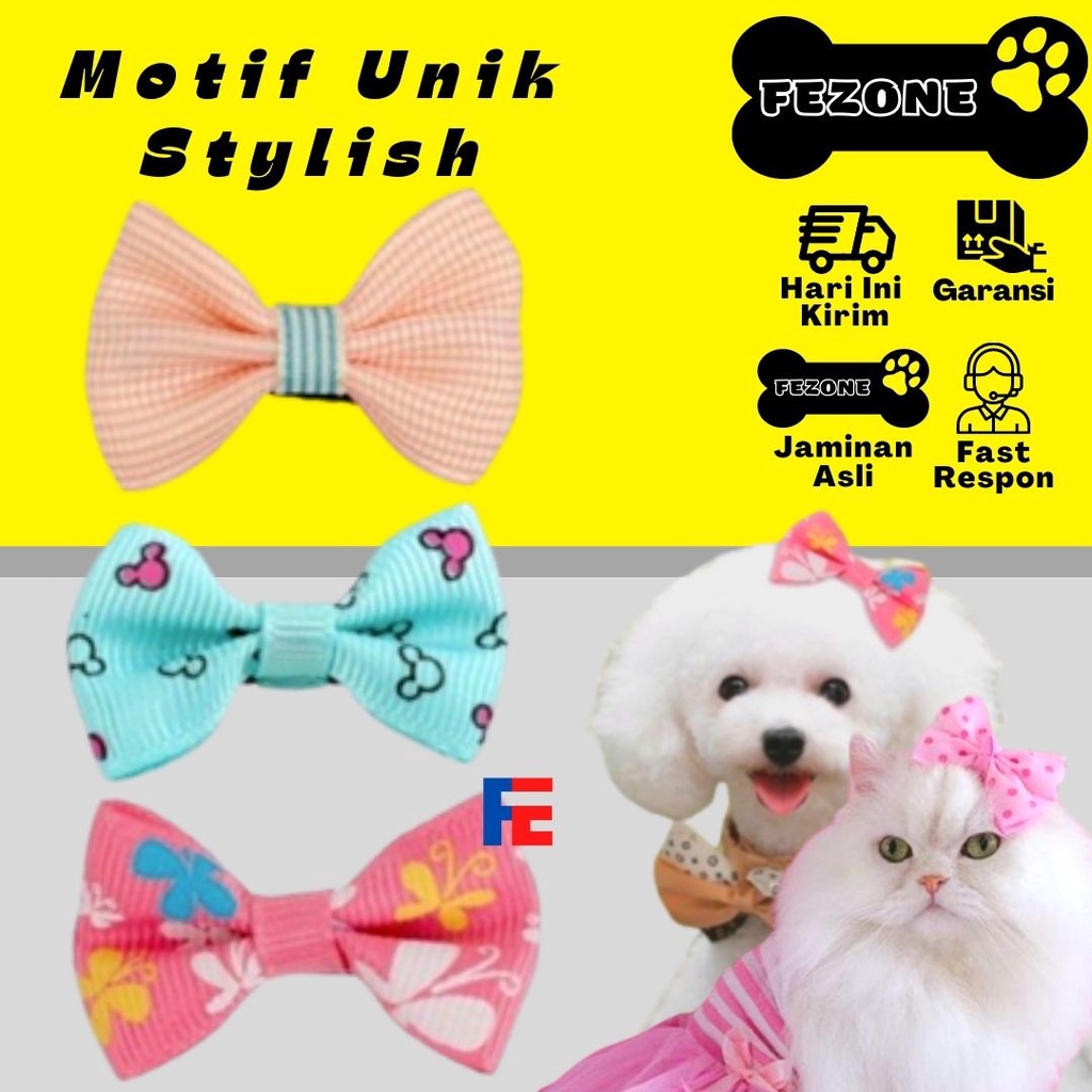 Ribbon Hairclip Jepitan Rambut Bulu Anjing Kucing Kelinci Pita Jepit FEZONE