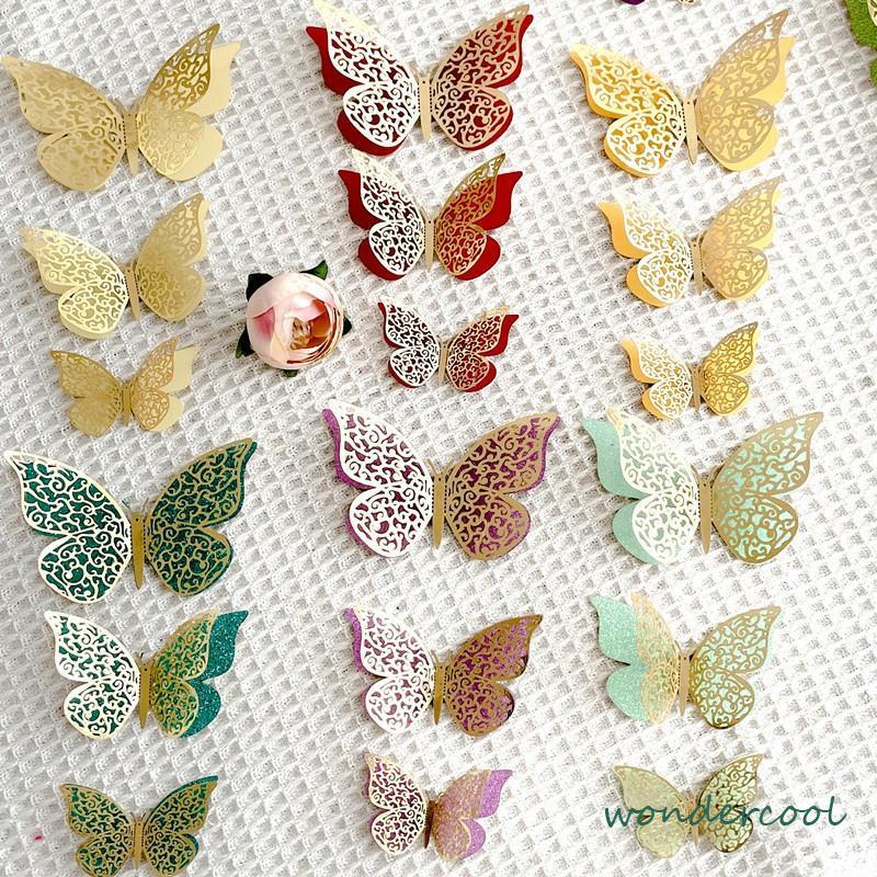 Cake Topper Kue Kertas Lapisan Ganda Kupu-kupu Set Dekorasi Dekorasi Ornamen Ulang Tahun-Won