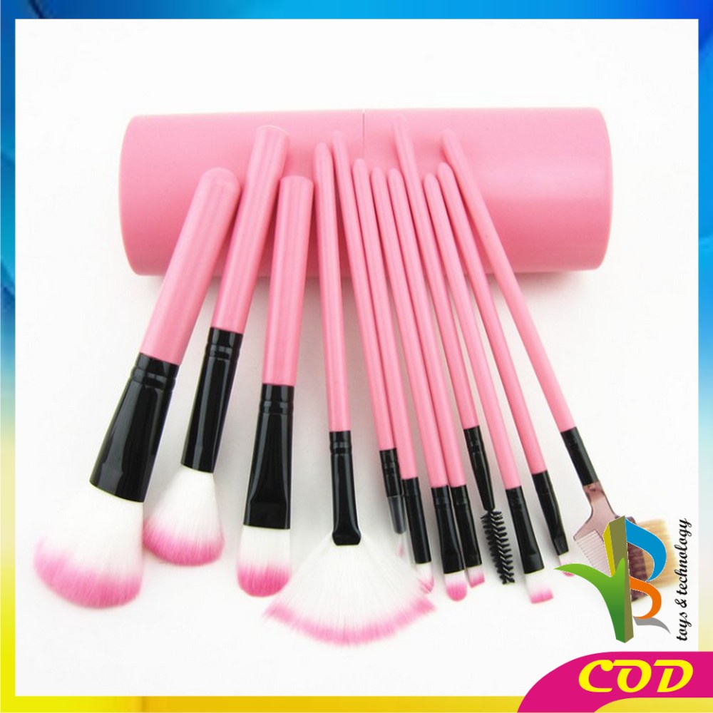 RB-K29 Brush Make Up Set 12IN1 Tabung / Kuas Makeup Set Kuas Alis Brush Highlighter Alat Kosmetik