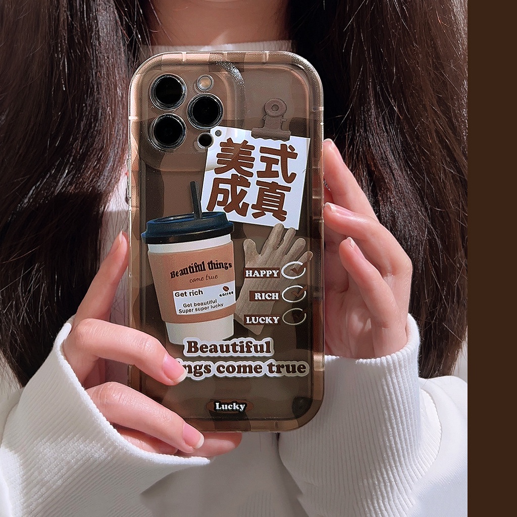 IPHONE Ins Kopi Hal Baik Datang Benar Casing Transparan Untuk Iphone14 11 12 13 PRO MAX Casing Cover Pelindung1216