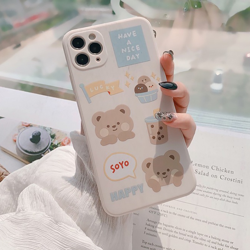 Milk Tea Brown Bear Case Samsung A04 A04S A73 A33 A13 A03 A03S A23 A22 A21S A12 A02S A11 A51 A10 A30 A50 A52 A20S A10S M12 J4 Plus M22 M32 4G Tide Case Pelindung Aksi Arus