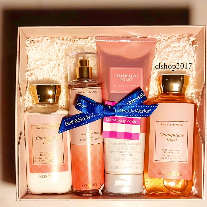 BBW CHAMPAGNE TOAST FULL SIZE GIFT SET PAKET BATH &amp; BODY WORKS