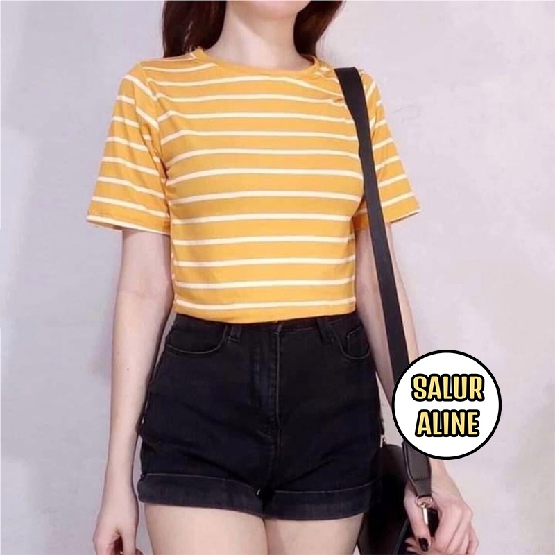 MALVARO-Kaos Wanita Salur ALINE / Tshirt Wanita / Pakaian Wanita / Baju Wanita