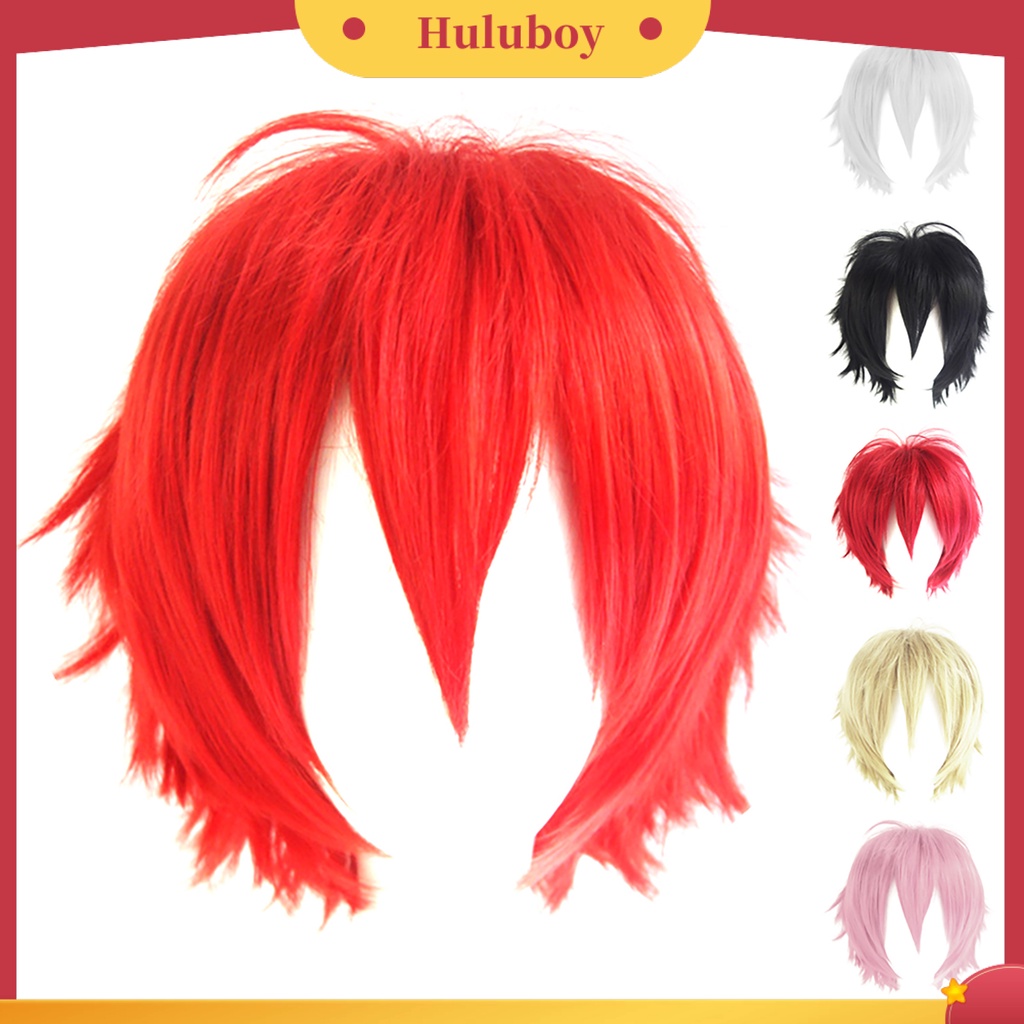 Wig Rambut Pendek Adjustable Bahan Serat Suhu Tinggi Untuk Cosplay Anime