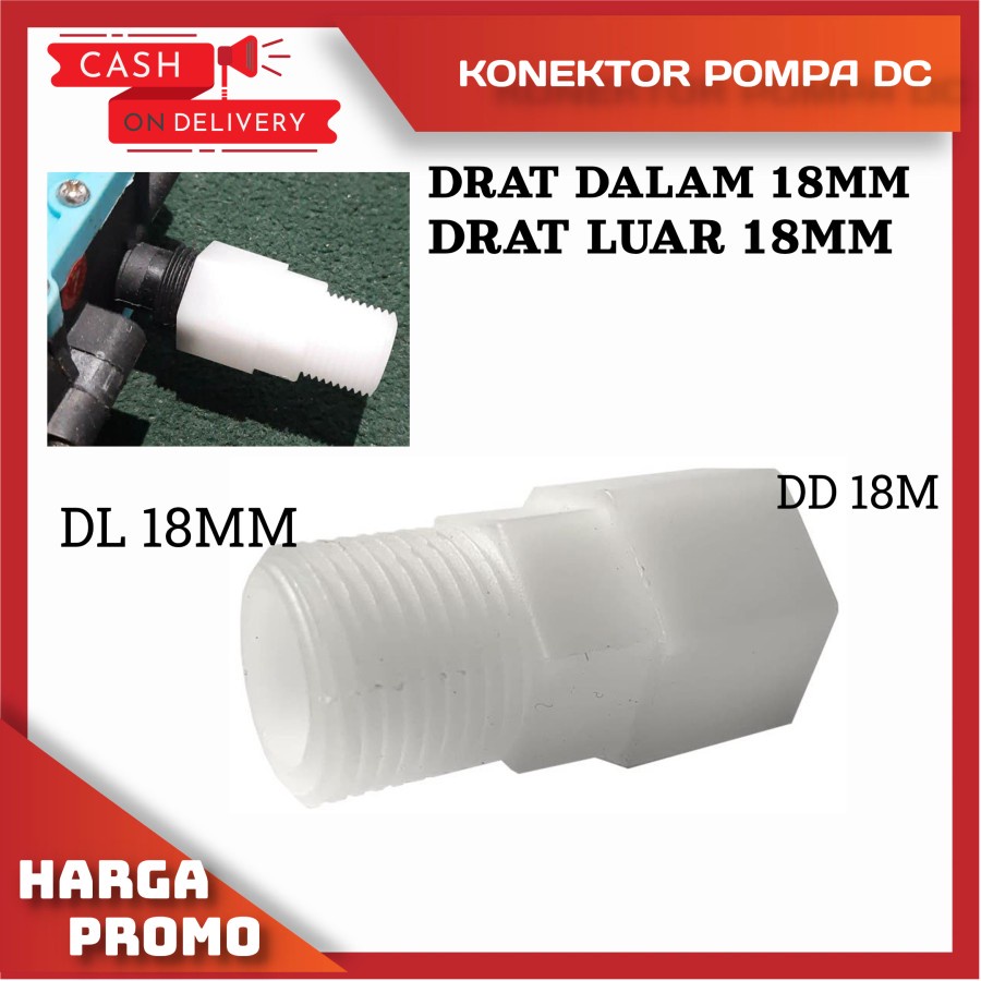 Konektor body pompa sprayer elektrik drat dalam 18mm-drat luar 18mm