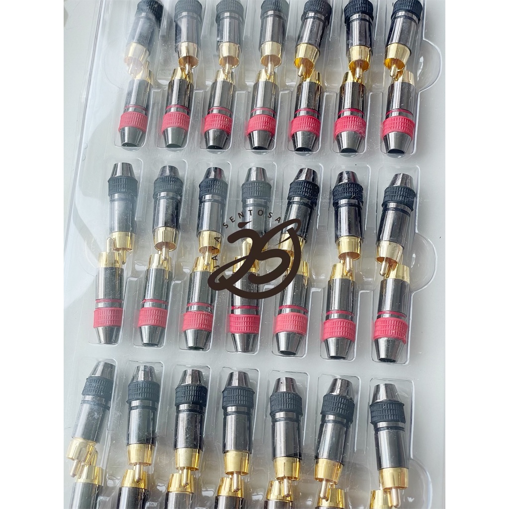 JACK RCA BLACK GOLD (1SET) SEPASANG (MERAH-HITAM) JACK RCA MALE BLACK GOLD METAL JACK AUDIO RCA BESI METAL