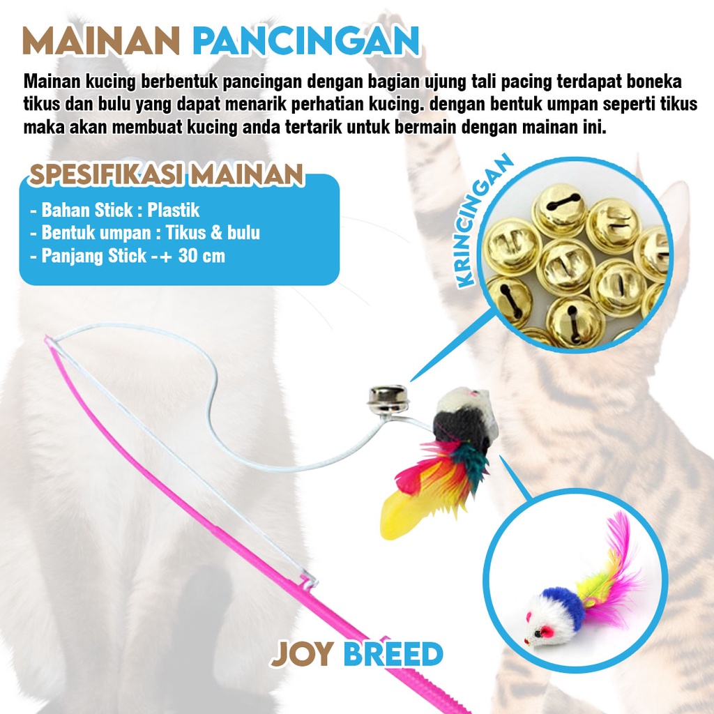 MAINAN KUCING PANCINGAN TALI DENGAN BONEKA BULU MAINAN KUCING MURAH | JOY BREED