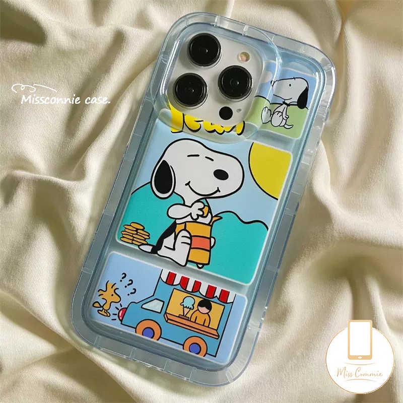 IPHONE Casing Ponsel Airbag Shockproof Bening Kompatibel Untuk Iphone11 14 13 12 Pro MAX XR 78 6 6S Plus X XS MAX Kartun Lucu Snoopy Transparan Lembut TPU Back Cover