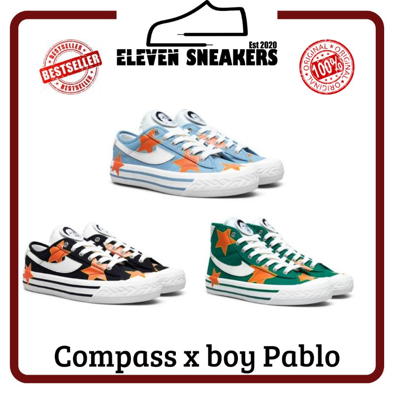 sepatu compass boy pablo black baby blue green