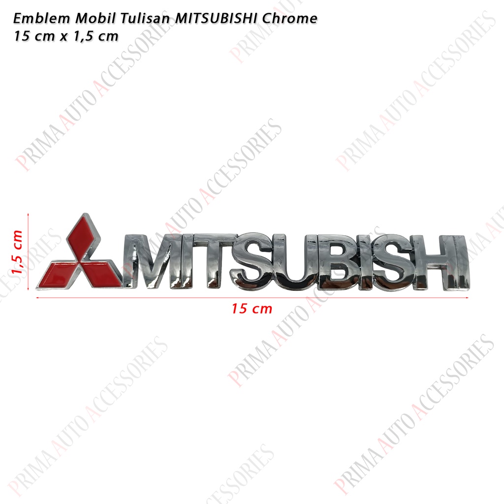 Emblem Mobil (Tulisan) MITSUBISHI Chrome 15cm