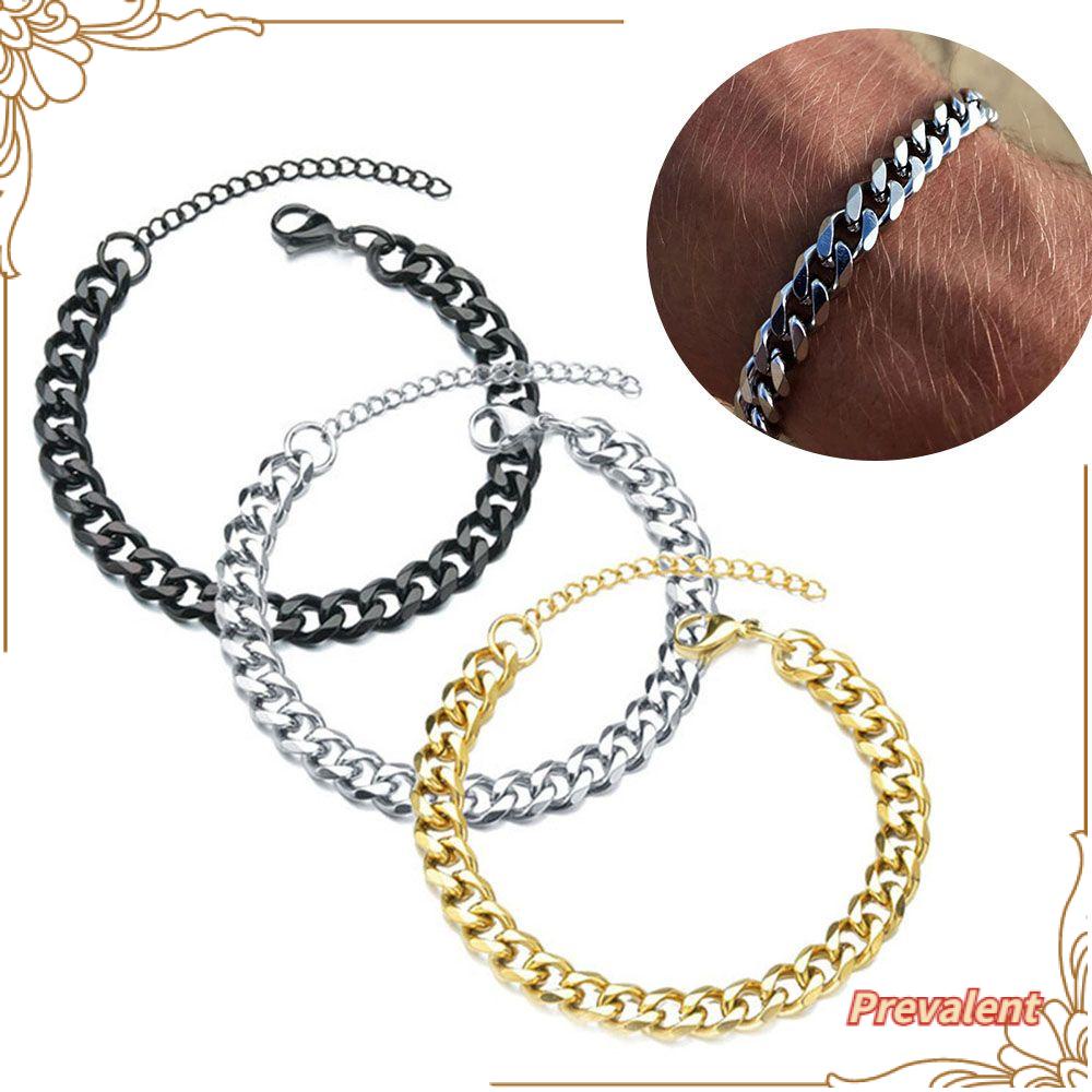 Preva Perhiasan Gelang Pria3Per5/7mm Fashion Pria Rantai Lebar