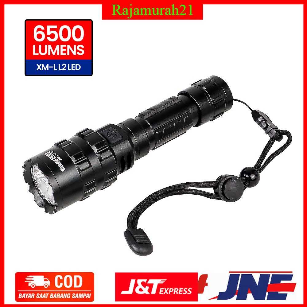 TaffLED Senter LED Torch Hunting Cree XM-L L2 6500 Lumens - 701 - Black - 7RFL12BK