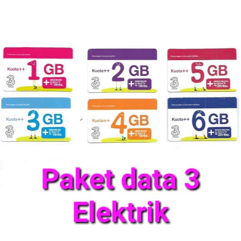 Kuota Tri Paket Data Three 1GB,1.5 GB,2GB