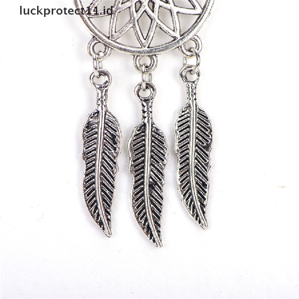 /Fashion Hot// Fashion// Bohemian Dreamcatcher Daun Bulu Liontin Kalung Anting Set Perhiasan.