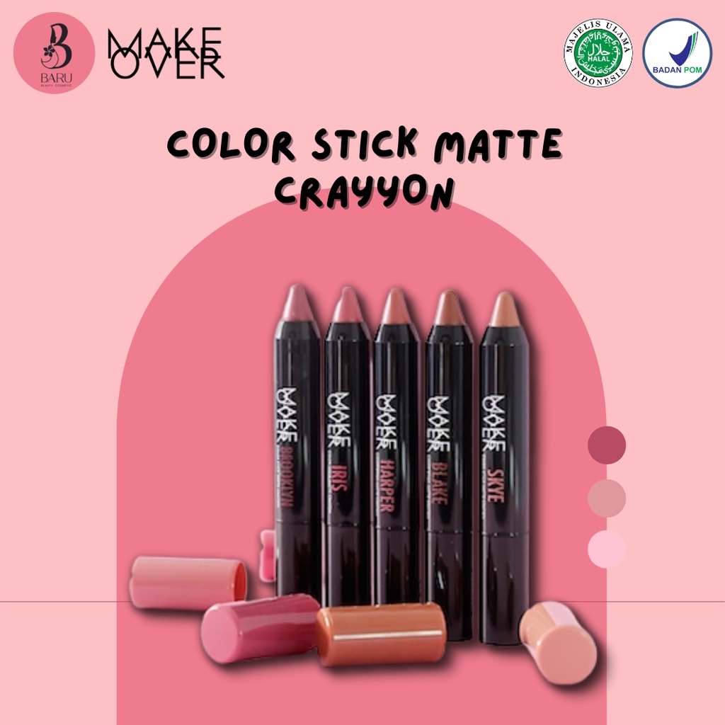 MAKE OVER Color Stick Matte Crayon | Pewarna Bibir Cantik | Lipstik Cair Murah | Lip Matte | Lip Cre