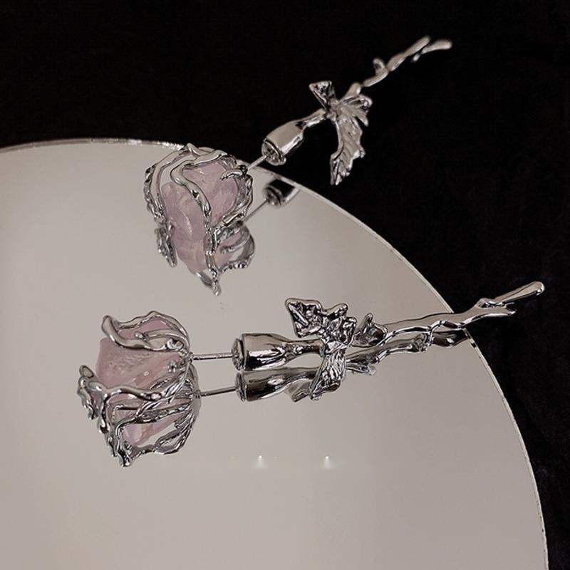 Aksesoris Anting Zirkon Mawar Temperamen Retro