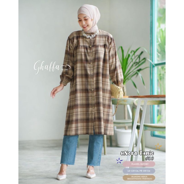 NORA TUNIK #10 BY GHAFFA THE LABEL / FLANEL TUNIK MUSLIMAH / Tunik Ld120 flanel import