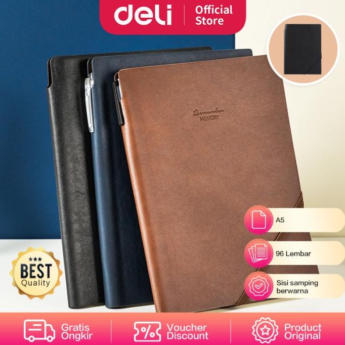 

DELI LEATHER COVER NOTEBOOK BUKU CATATAN AGENDA SAMPUL KULIT A5 EN130L
