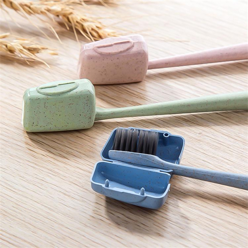 [Harga Grosir] 4pcs Wheat Straw Toothbrush Cap Portable Tutup Kepala Sikat Gigi Toothbrush Head Protect Case Penutup Kepala Sikat Gigi Tahan Debu Untuk Camping Travel Keluarga