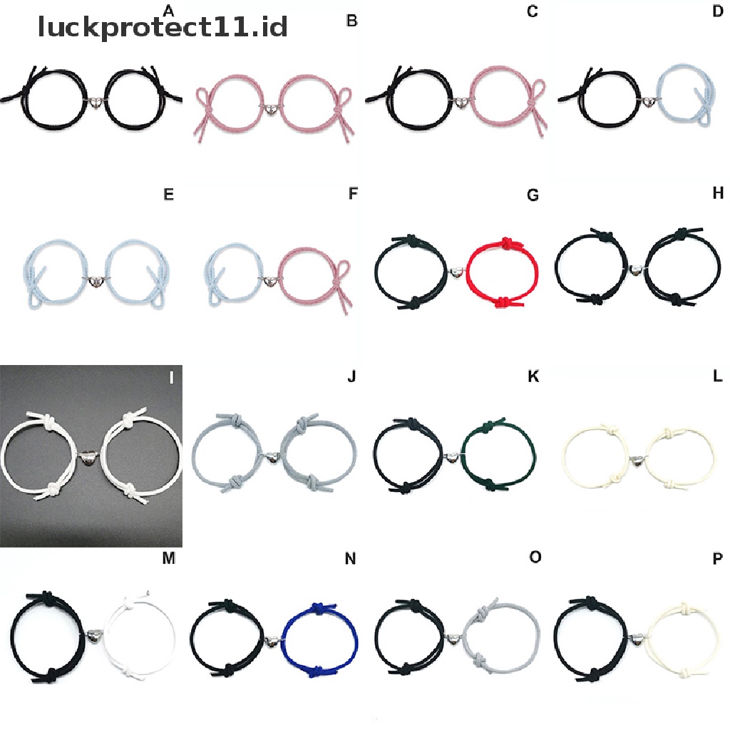 /Fashion Hot// Fashion// 2Pcs Couple Heart Gelang Tali Braided Distance Magnet Attract Hadiah Persahabatan.
