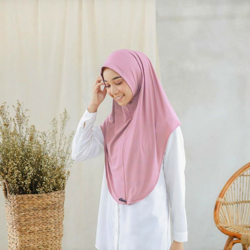 Jilbab Sport Bergo Instan Non Pet Syria Polos Jersey Premium