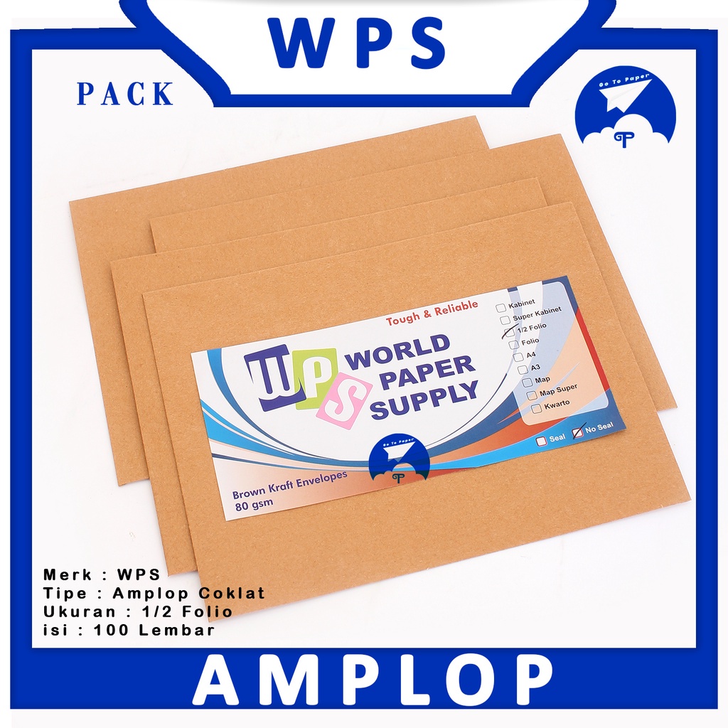 

WPS - Amplop Cokelat Ukuran 1/2 Folio 80gsm - Pack