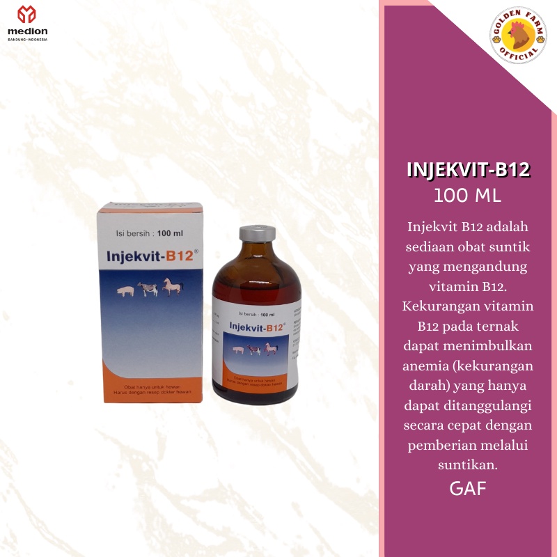 Injekvit B12 100 ml Vitamin Injeksi Kambing Sapi Anjing Babi