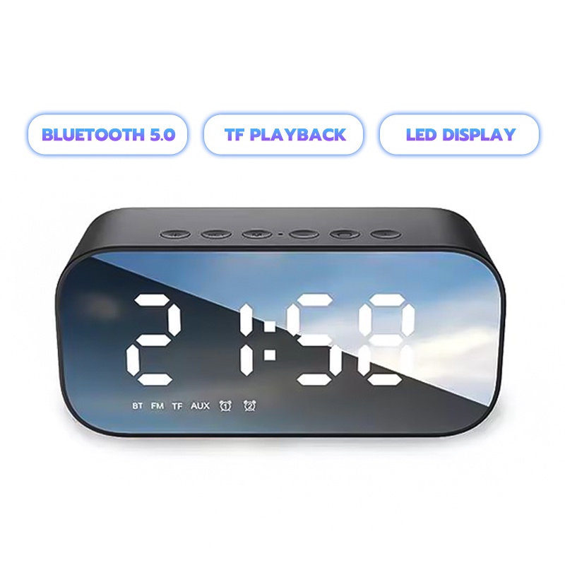 (HOT PROMOTE) AFS Speaker Bluetooth 5.0 Jam Alarm LED Display Ultra Bass Jam Alarm Clock LED Display Speaker Bluetooth Music Box Bluetooth Clock Bluetooth Digital Speaker - S20