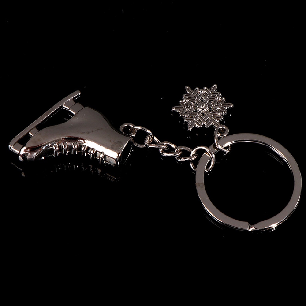 /Fashion Hot// Fashion// Warna Silver Es Skates Snowflake Liontin Kunci Ring Skag Key Chain Keychain.