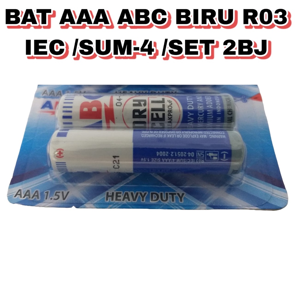 Jual BATERAI AAA ABC BIRU R03 -5318 /SET 2BJ (RENCENG) | Shopee Indonesia