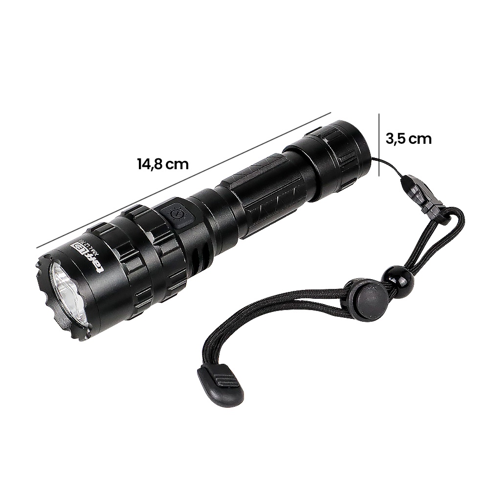 TaffLED Senter LED Torch Hunting Cree XM-L L2 6500 Lumens - 701 - Black - 7RFL12BK