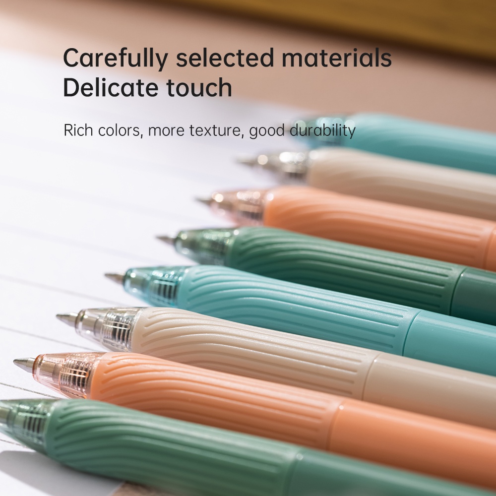 Nusign Retracable Gel Pen / Pulpen Gel Cetak 0.7 mm Tinta Hitam Biru Body Pastel ENS666