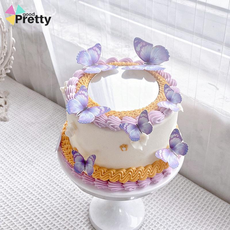 Cake Topper Hiasan Kue kupu Kupu Butterfly Pink Ungu Biru Ulang Tahun - PD