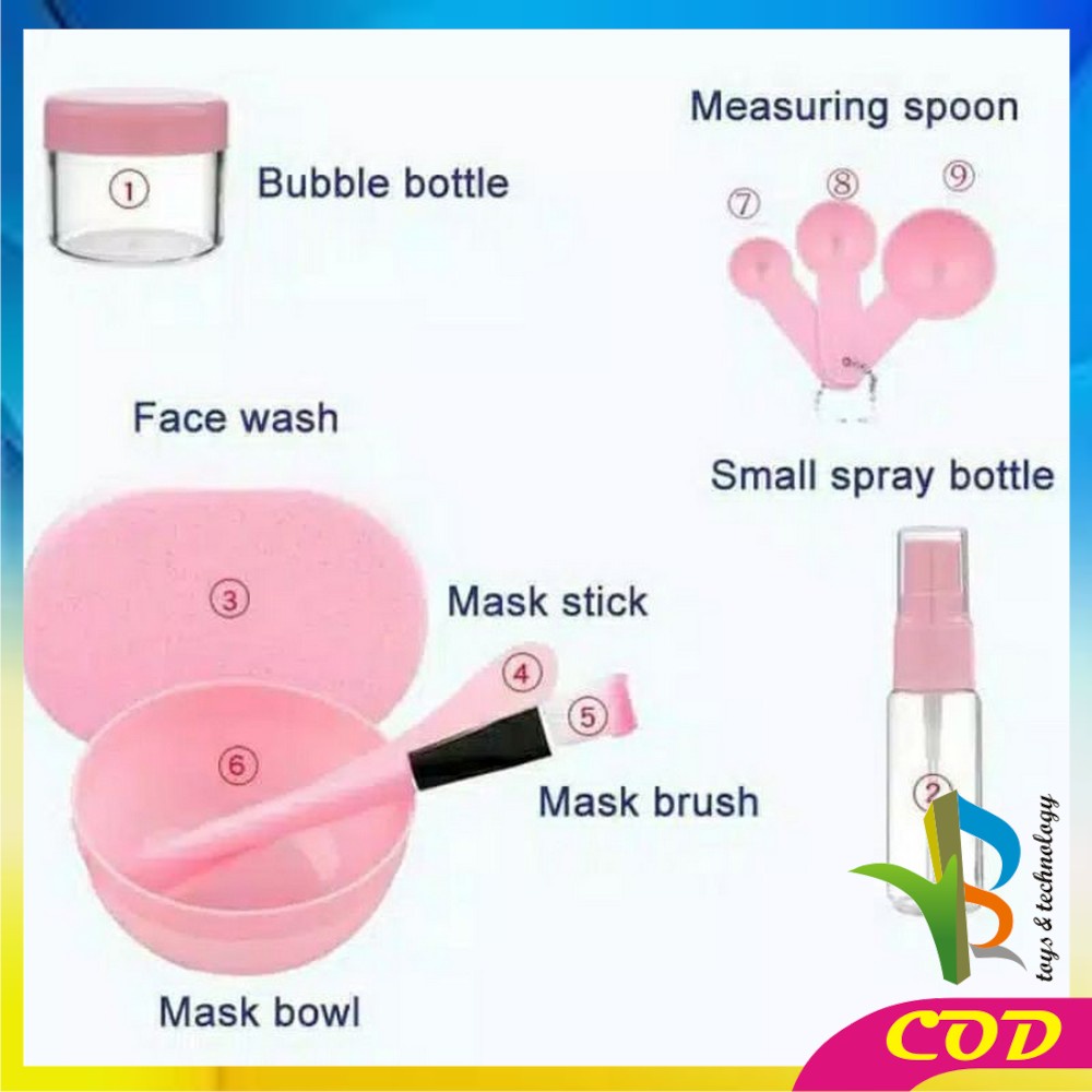 RB-K61 Mangkok Masker Set 9 in 1 / Mask Tools Set Kuas Alat Make Up / Mangkuk Masker / Alat Masker Wajah