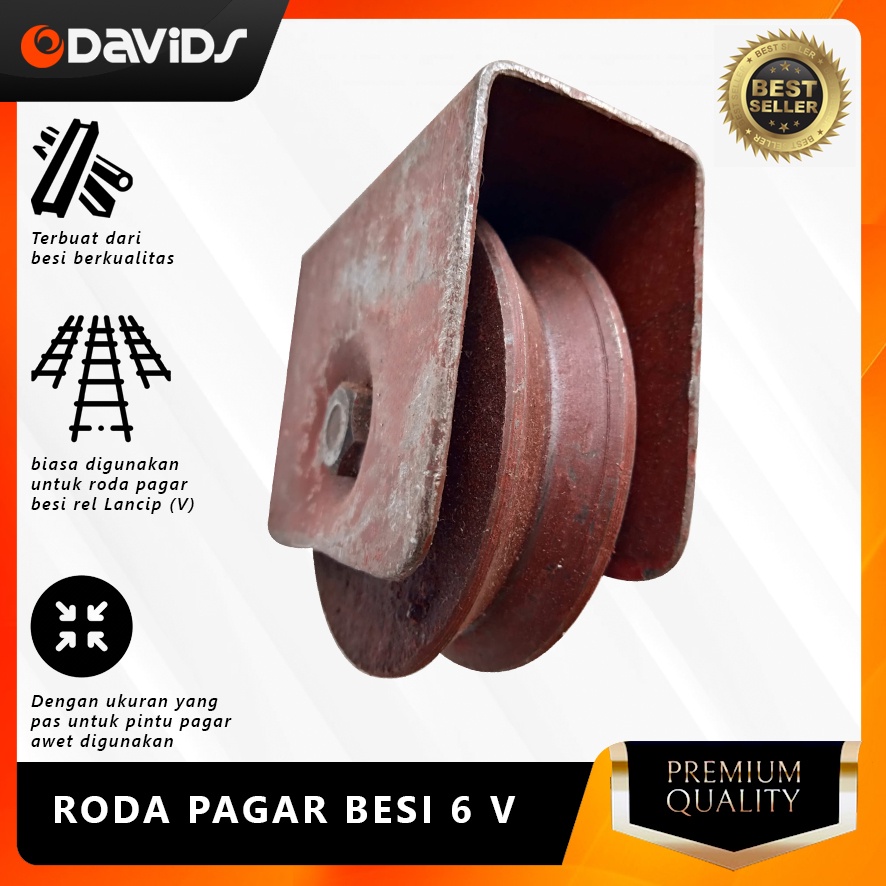 Roda Pagar Besi Rumah Pintu Gerbang Baja Dorong Sleding 6cm V