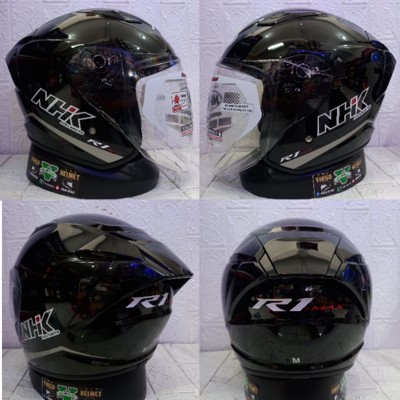 HELM NHK R-1 MAX SOLID BLACK|NHK R1 MAX