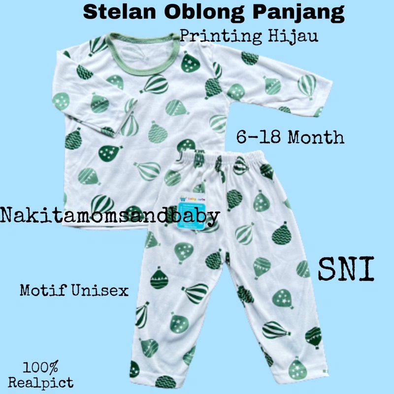 Stelan Oblong bayi panjang  baju celana SNI per 3 stel atau 1 stel SNI promo 9.9