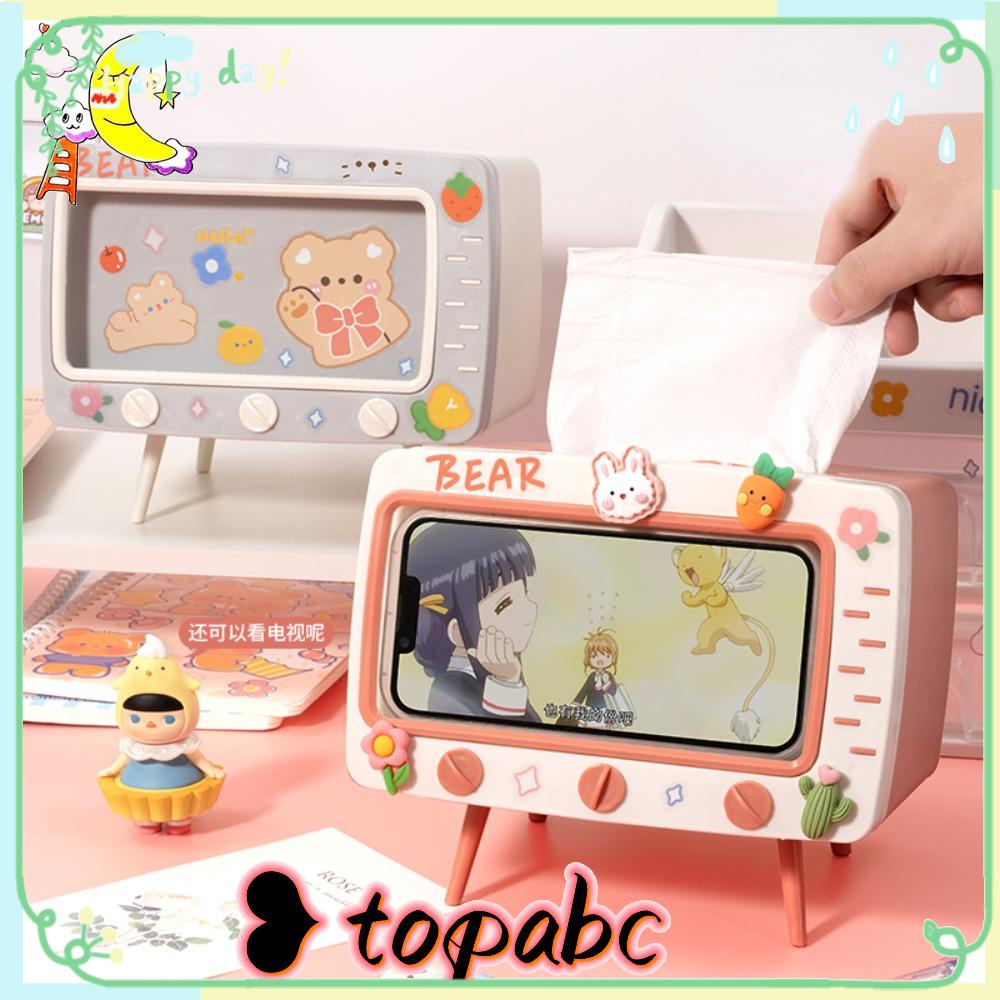 Top TV Kotak Tissue Tempat Telepon Plastik Kawaii Kreatif