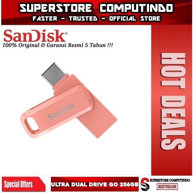 Flashdisk OTG SANDISK Ultra Dual Drive GO 256GB Type-C SDDDC3 Peach