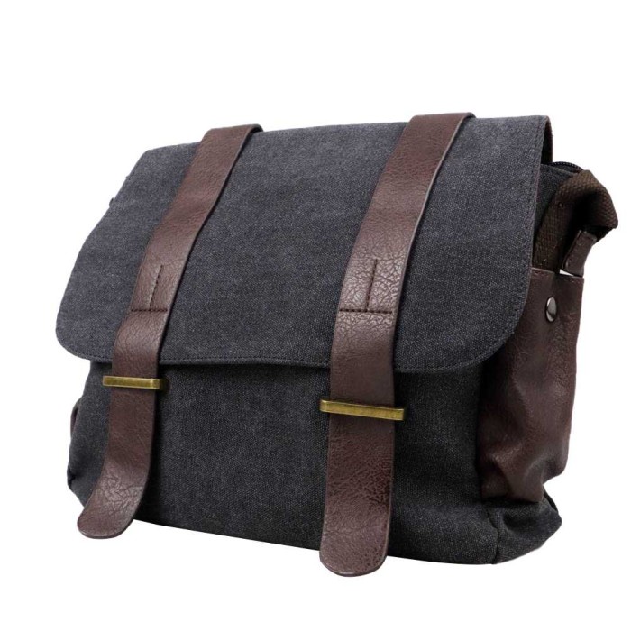 tas selempang pria  Tas Selempang Pria Korean Canvas Messenger Bag - abu tali coklat(U2B3) Fashion P