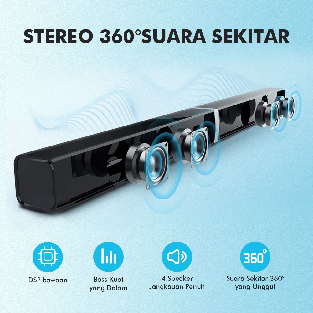 Speaker Sound Bar Dilepas Echo Dinding TV Audio Home Theater Rumah Ruang Tamu Kamar Bluetooth 5.0 Dinding Audio Soundbar Speaker