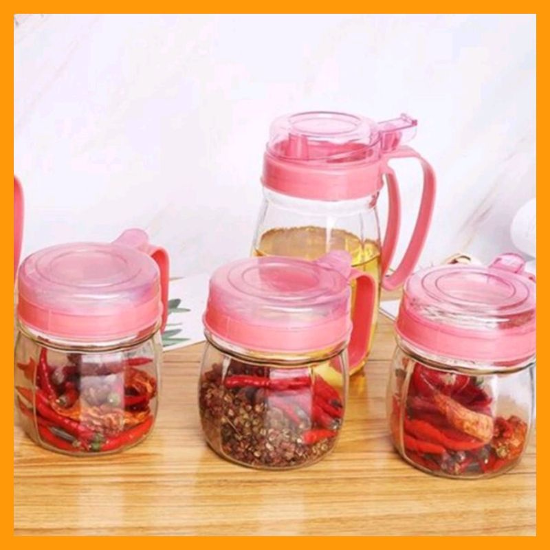 Kitchen supplies serie / Tempat bumbu dapur 4 in 1 botol minyak dan tempat bumbu gula garam multifungsi