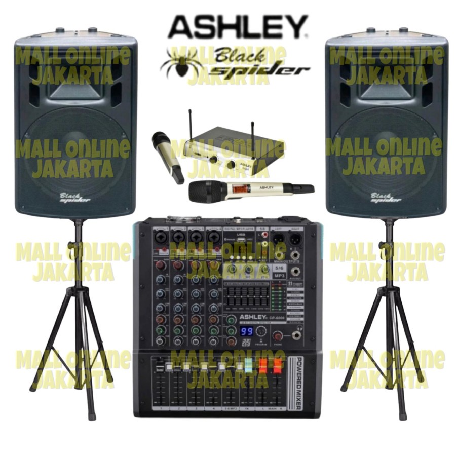 Paket sound system 15 inch Ashley power mixer 6 channel original