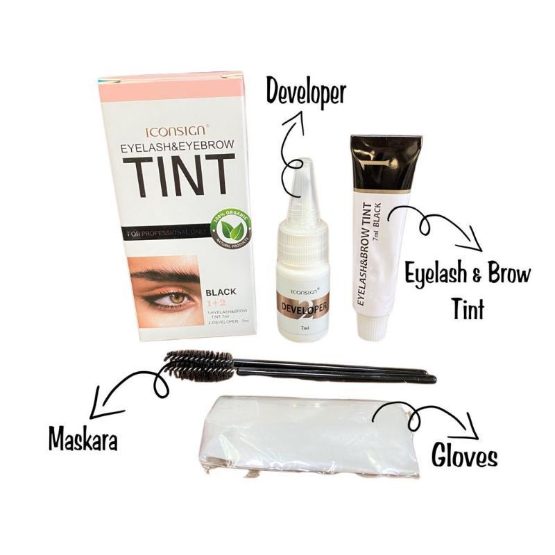 ICON SIGN TINT /BLACK/ BROWN/ COFFE / EYELASH &amp; EYEBROW 2in1 Tint Lash Lift Lash Tint Eyelash Black brow lamination pengitam bulu mata penghitam alis. pekat tahan lama henna hena sulam