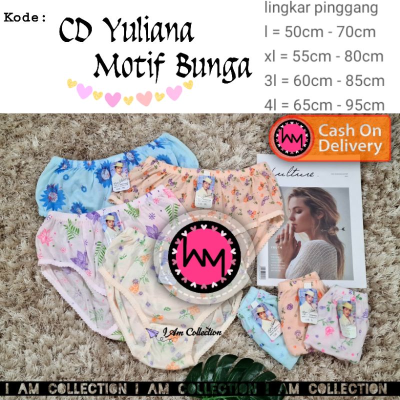 AM | CD | Celana Dalam Putri Yuliana Motif Bunga | Celana Dalam Wanita