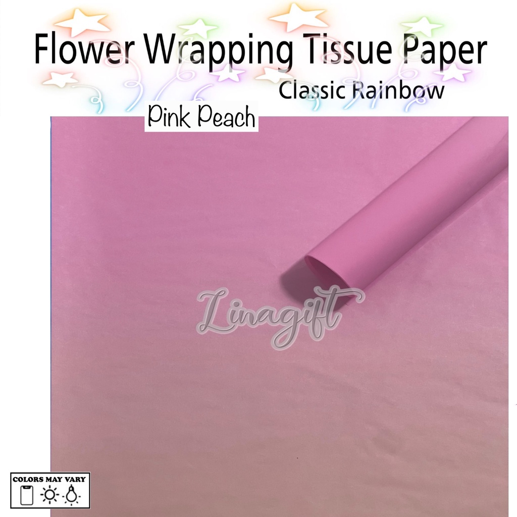 ( 5 Lembar ) CLASSIC RAINBOW - FLOWER WRAPPING TISSUE PAPER / KERTAS TISU / BUKET BUNGA / KERTAS BUNGA