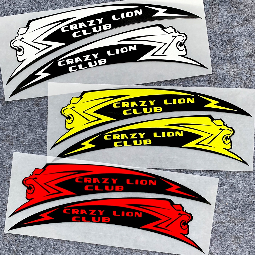 Singa Bumper Header Roda Mobil Stiker Reflektif CRAZY LION CLUB Roda Depan Dan Belakang Stiker Modifikasi Universal Stiker Penutup Gores Tahan Air Toyota